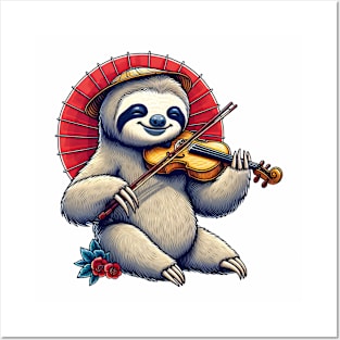 Violin sloth Posters and Art